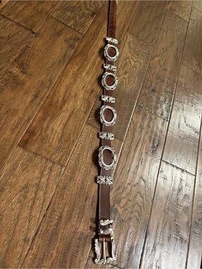 Vintage Lady Nadim Brown Leather Western Concho Belt Size M